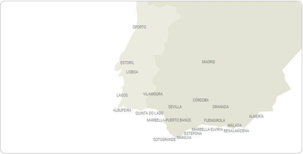 Mapa biur Martínez Echevarría w Hiszpanii i Portugalii